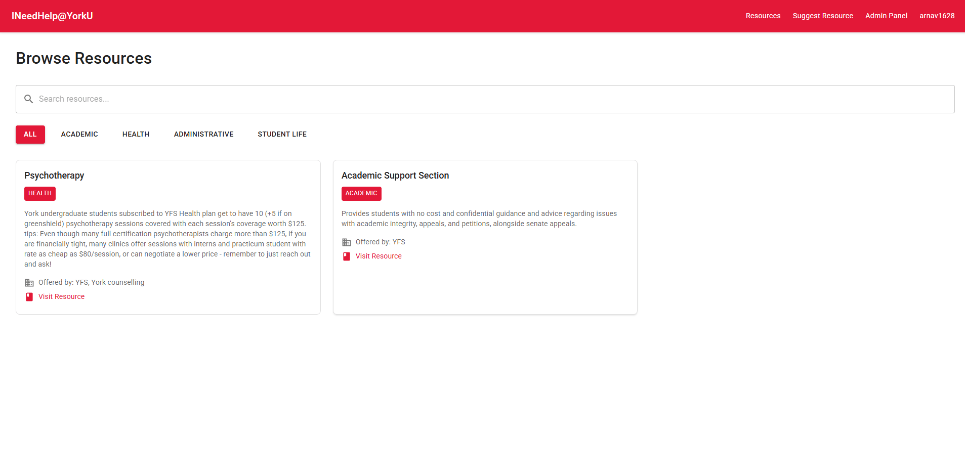INeedHelp@YorkU Platform